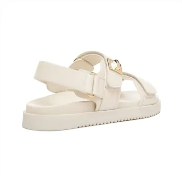 Rihero Women's Adjustable Velcro Flat Sandals Leather Footbed