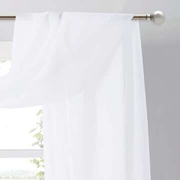 NICETOWN Sheer Canopy Bed Curtains Panels 216 - Home Decoration Sheer Voile Scarf Valance for Wedding (1 Panel, W60 x L216, White)