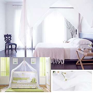 NICETOWN Sheer Canopy Bed Curtains Panels 216 - Home Decoration Sheer Voile Scarf Valance for Wedding (1 Panel, W60 x L216, White)