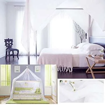 NICETOWN Sheer Canopy Bed Curtains Panels 216 - Home Decoration Sheer Voile Scarf Valance for Wedding (1 Panel, W60 x L216, White)