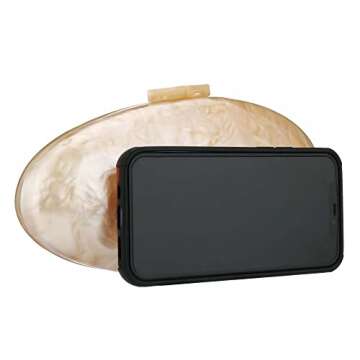 EROUGE Women Evening Pearl Bag Gold Acrylic Clutch Handbag for Evening Wedding Party (Gold)