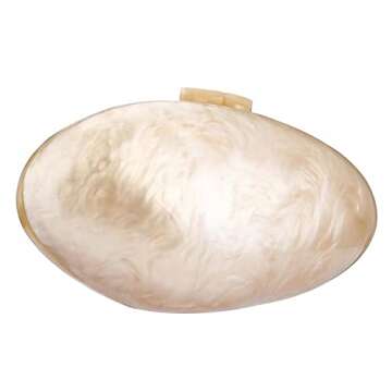 EROUGE Women Evening Pearl Bag Gold Acrylic Clutch Handbag for Evening Wedding Party (Gold)