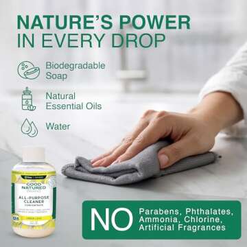 Good Natured Brand All-Purpose Cleaner Concentrate | Multi-Surface Cleaner | Natural Lemon Essential Oil | Multipurpose Cleaner Concentrate All Surfaces | Lemon Love | 8oz makes 128oz