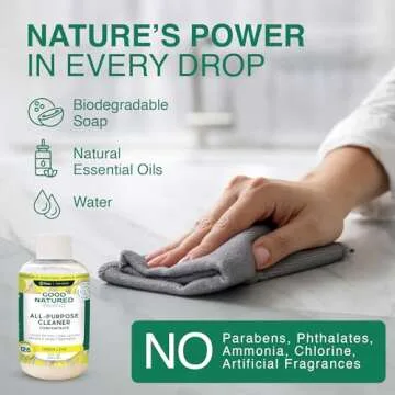 Good Natured Brand All-Purpose Cleaner Concentrate | Multi-Surface Cleaner | Natural Lemon Essential Oil | Multipurpose Cleaner Concentrate All Surfaces | Lemon Love | 8oz makes 128oz