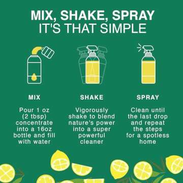 Good Natured Brand All-Purpose Cleaner Concentrate | Multi-Surface Cleaner | Natural Lemon Essential Oil | Multipurpose Cleaner Concentrate All Surfaces | Lemon Love | 8oz makes 128oz