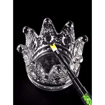 Kalolary 2Pcs Nail Art Dappen Dish for Nail Acrylic Liquid Powder, 2 In 1 Crown Nail Crystal Bowl Glass Nail Crystal Cup Nail Glass Dapping Cup Nails Pen Holder Nail Art Tool (Transparent)