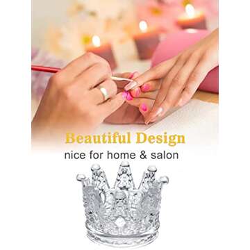 Kalolary 2Pcs Nail Art Dappen Dish for Nail Acrylic Liquid Powder, 2 In 1 Crown Nail Crystal Bowl Glass Nail Crystal Cup Nail Glass Dapping Cup Nails Pen Holder Nail Art Tool (Transparent)