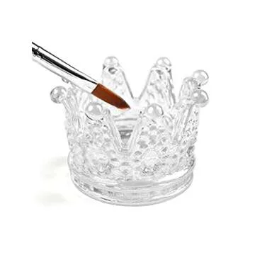 Kalolary 2Pcs Nail Art Dappen Dish for Nail Acrylic Liquid Powder, 2 In 1 Crown Nail Crystal Bowl Glass Nail Crystal Cup Nail Glass Dapping Cup Nails Pen Holder Nail Art Tool (Transparent)