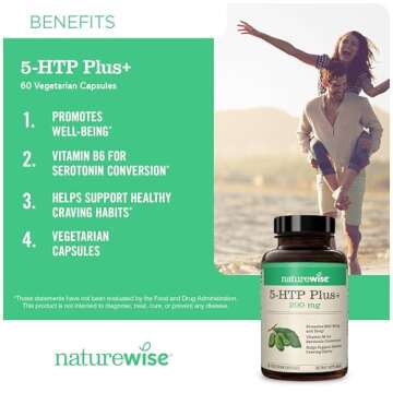 NatureWise 5-HTP 200mg Supplement from Griffonia Seeds with Vitamin B6 - Mood Support and Natural Sl...