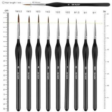 Detail Paint Brushes Set for Tiny Tip Acrylic and Watercolor Painting - Professional Artist Supplies for Warhammer 40k Miniatures and Face Sculpting - Ultra Thin, Extra Fine