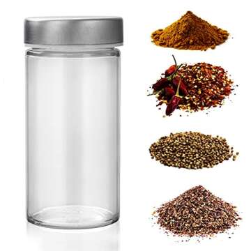 Stainless Steel Lid Glass Spice Jars - 3oz Capacity