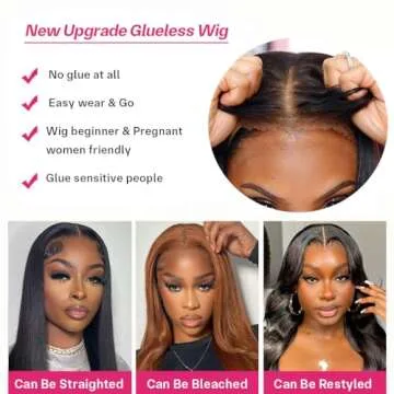 mengkai 26 Inch Glueless Lace Front Wigs Human Hair Pre Plucked Pre Cut Straight Human Hair Wigs for Women Wear Go Glueless 6x4 Closure Wigs Human Hair Glueless Wigs Human Hair Pre Plucked