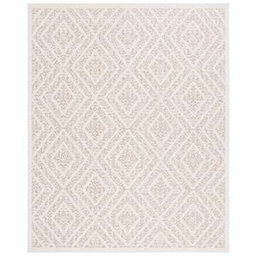 SAFAVIEH Martha Stewart Global Collection Outdoor Rug - 6'7" Square, Beige & Brown, Machine Washable, Ideal for High Traffic Areas in Living Room, Bedroom & Dining Room (MSRO218B-7SQ)
