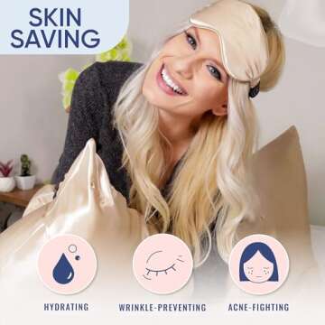 Blissy Silk Pillowcase - 100% Pure Mulberry Silk - 22 Momme 6A High-Grade Fibers - Silk Pillow Cover for Hair & Skin - Regular, Queen & King with Hidden Zipper (Queen, Champagne)