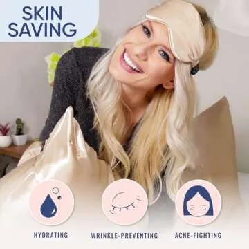 Blissy Silk Pillowcase - 100% Pure Mulberry Silk - 22 Momme 6A High-Grade Fibers - Silk Pillow Cover for Hair & Skin - Regular, Queen & King with Hidden Zipper (Queen, Champagne)