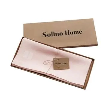Solino Home Linen Pink Table Runner 48 Inch - Fete, 100% Pure Linen Short Table Runner 14 x 48 Inch Ideal for Dresser and Coffee Tables - Spring, Easter