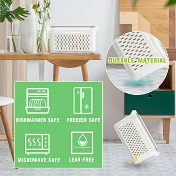 TBMAXS 3 Pack Fruit Storage Containers for Fridge, Produce Saver Vegetable Container with Drain Colanders - Refrigerator Organizer for Lettuce Berry Keepers