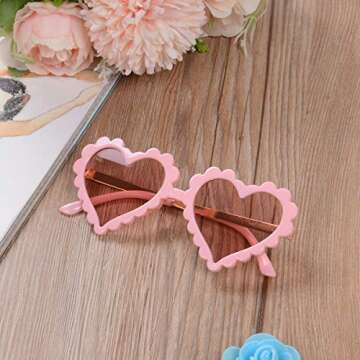 Valentine 's Day Heart Shaped Sunglasses for Kids Toddler Girls Age 2-8 UV Protection Outdoor Beach ...
