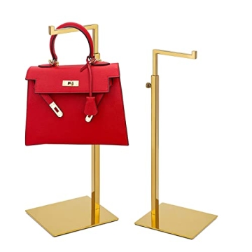 K KAIDIYIN Gold Purse Display Stand, 2 Pack Bag Display Rack Counter Purse Holder Adjustable Height ...