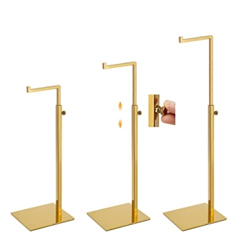 K KAIDIYIN Gold Purse Display Stand, 2 Pack Bag Display Rack Counter Purse Holder Adjustable Height Stainless Steel Handbag Display Stand for Retail Closet Luxury Bag