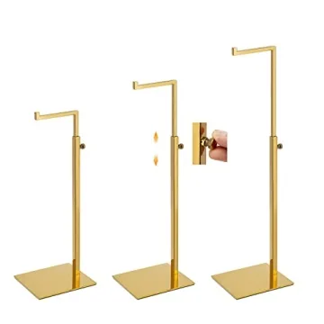 K KAIDIYIN Gold Purse Display Stand, 2 Pack Bag Display Rack Counter Purse Holder Adjustable Height Stainless Steel Handbag Display Stand for Retail Closet Luxury Bag