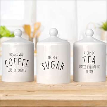 Barnyard Designs Ceramic Kitchen Canister Set – Decorative Farmhouse Coffee, Tea, Sugar Containers...