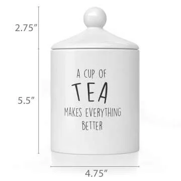 Barnyard Designs Ceramic Kitchen Canister Set – Decorative Farmhouse Coffee, Tea, Sugar Containers, Rustic Counter Storage Jars for Kitchen, White, Set of 3