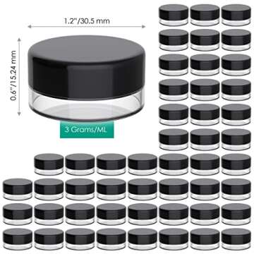 Houseables Sample Containers, Sample Jars, Lip Balm Containers, 3 Gram, 50 PK, Cosmetic Containers, ...
