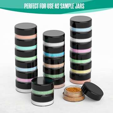 Houseables Sample Containers, Sample Jars, Lip Balm Containers, 3 Gram, 50 PK, Cosmetic Containers, Makeup Containers, Small Powder Container, Small Cosmetic Jars, Tiny Containers with Lids, BPA Free