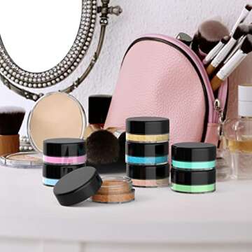 Houseables Sample Containers, Sample Jars, Lip Balm Containers, 3 Gram, 50 PK, Cosmetic Containers, Makeup Containers, Small Powder Container, Small Cosmetic Jars, Tiny Containers with Lids, BPA Free