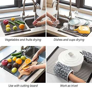 Damita Roll Up Dish Drying Rack Over The Sink Foldable Multipurpose Sink Dish Drying Racks (17.3" x 13")