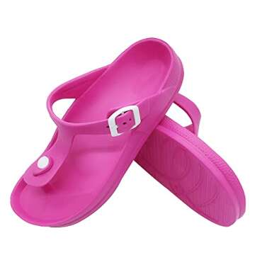 FUNKYMONKEY EVA Flip Flops Waterproof Adjustable Thong Sandals for Mens and Womens (8 M US, Fuxia/Women)