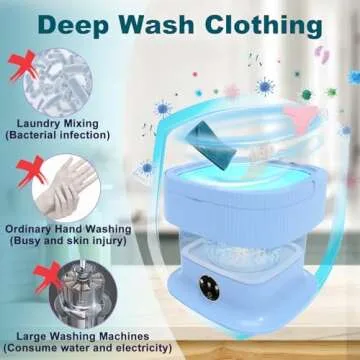 Portable Washing Machine,15L Folding Mini Washer with 3 Modes Deep Cleaning for Travel,Compact Washi...