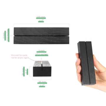 TOROS store 10 Pack Wood Place Card Holder - Black Wooden Table Number Holders , Name Place Cards St...