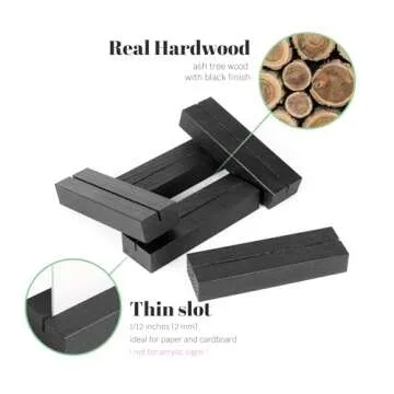TOROS store 10 Pack Wood Place Card Holder - Black Wooden Table Number Holders , Name Place Cards Stand , Events Party Tabletop Sign Stands , Wedding & Birthday Stands for Photos, Pictures & Postcard