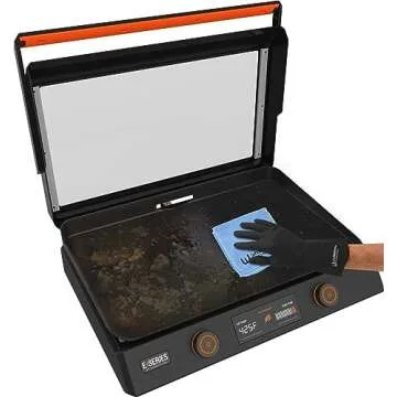 22 Inch Blackstone Electric Griddle Nonstick with Lid, 8001 E-Series Tabletop Large Griddle with Blackstone Griddle Accessories and Reusable Gloves and Cloth (8001-8202-GL-CL)