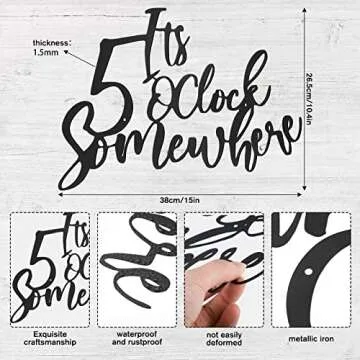 Demissle Metal Bar Decorations for Home It's 5 O'clock Somewhere Wall Decor 10 x 15 Vintage Retro Me...