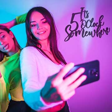 Demissle Metal Bar Decorations for Home It's 5 O'clock Somewhere Wall Decor 10 x 15 Vintage Retro Metal Bar Wall Art Hanging Sign for Home Salon Garage Basement Kitchen(Classic Color)