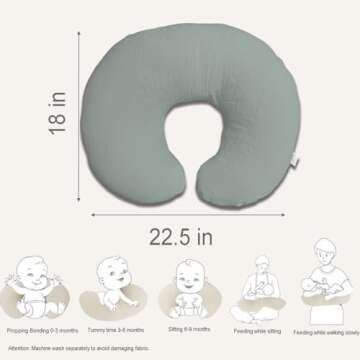Nursing Pillow Cover,Muslin Cotton,Removable Cover for Breastfeeding Pillows,2-Pack Pillow Covers,Ul...