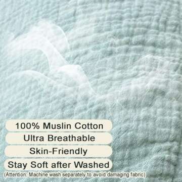 Nursing Pillow Cover,Muslin Cotton,Removable Cover for Breastfeeding Pillows,2-Pack Pillow Covers,Ultra-Soft Baby Nursing Pillow, Fits Newborn Feeding Pillow 22.5IN*18IN (Sage Green & Cream-Coloured)