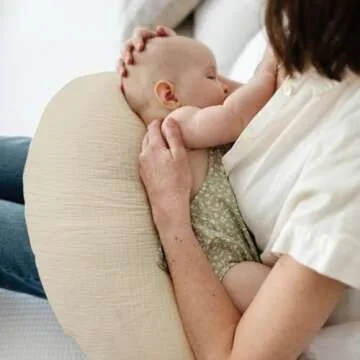 Nursing Pillow Cover,Muslin Cotton,Removable Cover for Breastfeeding Pillows,2-Pack Pillow Covers,Ultra-Soft Baby Nursing Pillow, Fits Newborn Feeding Pillow 22.5IN*18IN (Sage Green & Cream-Coloured)