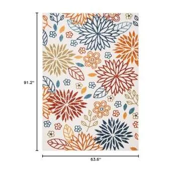 SAFAVIEH Cabana Collection Area Rug - 5'3" x 7'6", Creme & Red, Floral Design, Non-Shedding & Easy C...