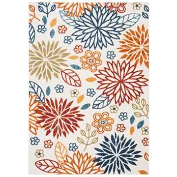 SAFAVIEH Cabana Collection Area Rug - 5'3" x 7'6", Creme & Red, Floral Design, Non-Shedding & Easy Care, Indoor/Outdoor & Washable-Ideal for Patio, Backyard, Mudroom (CBN833A)