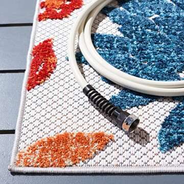 SAFAVIEH Cabana Collection Area Rug - 5'3" x 7'6", Creme & Red, Floral Design, Non-Shedding & Easy Care, Indoor/Outdoor & Washable-Ideal for Patio, Backyard, Mudroom (CBN833A)