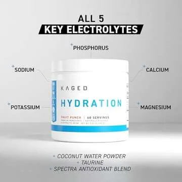 Kaged Electrolyte Hydration Powder | Hydracharge Glacier Grape | Sports Drink for Men and Women | Pre, Post, Intra Workout Supplement | 60 Servings