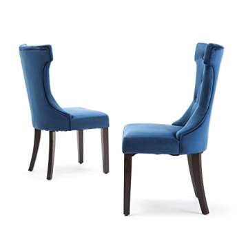 BELLEZE Premium Modern Elegant Dining Chairs Set of 2 - Jordan (Blue)