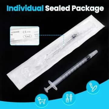 60 PCS 1ml Syringe with Cap for Liquid Measuring