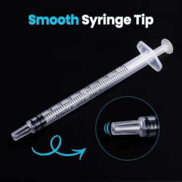 60 PCS 1ml Syringe with Cap for Liquid Measuring