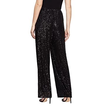 Alex Evenings womens Straight Leg (Petite Regular Plus Sizes) Dress Pants, Black Sequin, Small US