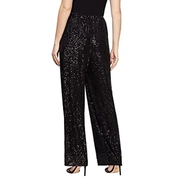 Alex Evenings womens Straight Leg (Petite Regular Plus Sizes) Dress Pants, Black Sequin, Small US